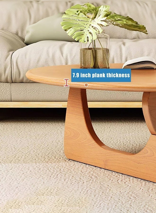 WALALLA Sculptural Statement Piece: Mid-Century Modern Oval Coffee Table, Abstract Solid Wood Design in Walnut for Living Room (90x58x40cm) - Image 4